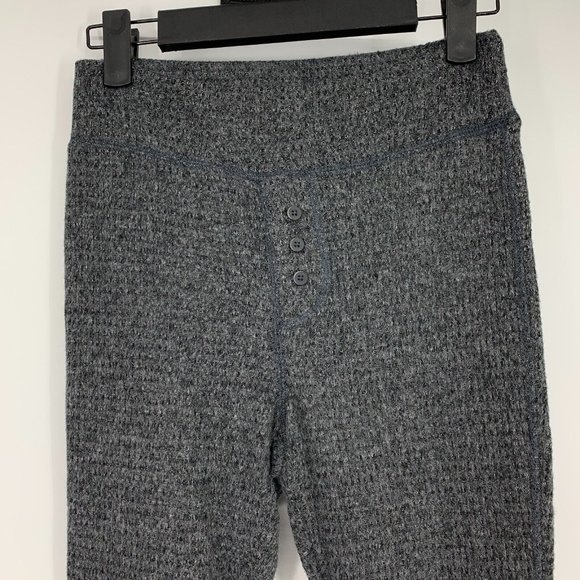 Aerie Leggings Black Gray Lounge Pull On Waffle Knit High Rise - Picture 6 of 13